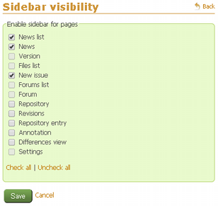 Project sidebar visibility configuration
