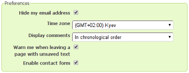 New position of the Enable contact form checkbox